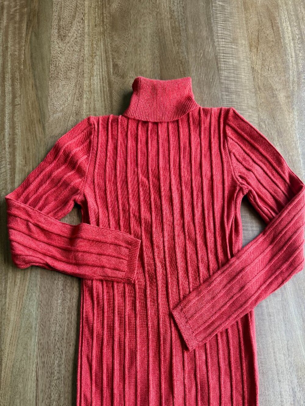 Ann Taylor Ribbed Turtleneck Sweater Coral Orange — Size XS